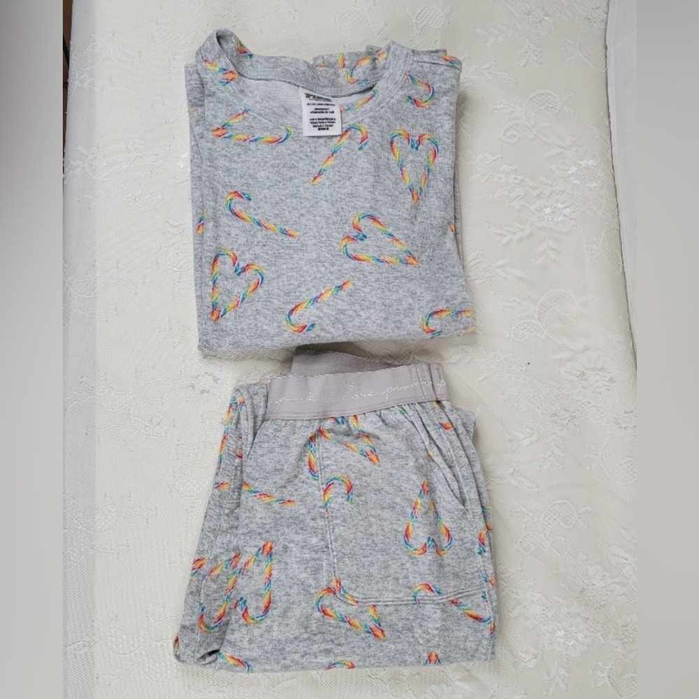 Pink by Victoria Secret rainbow candy cane print Pajama Set XS